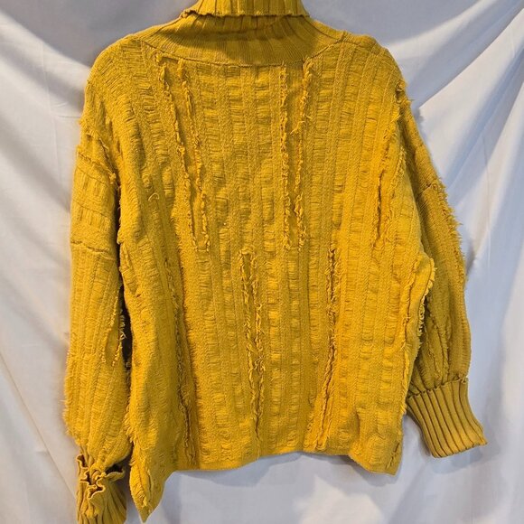 Pink Lilly Sweater Mustard Yellow Super Soft Size Small Distressed Oversized - Picture 7 of 9